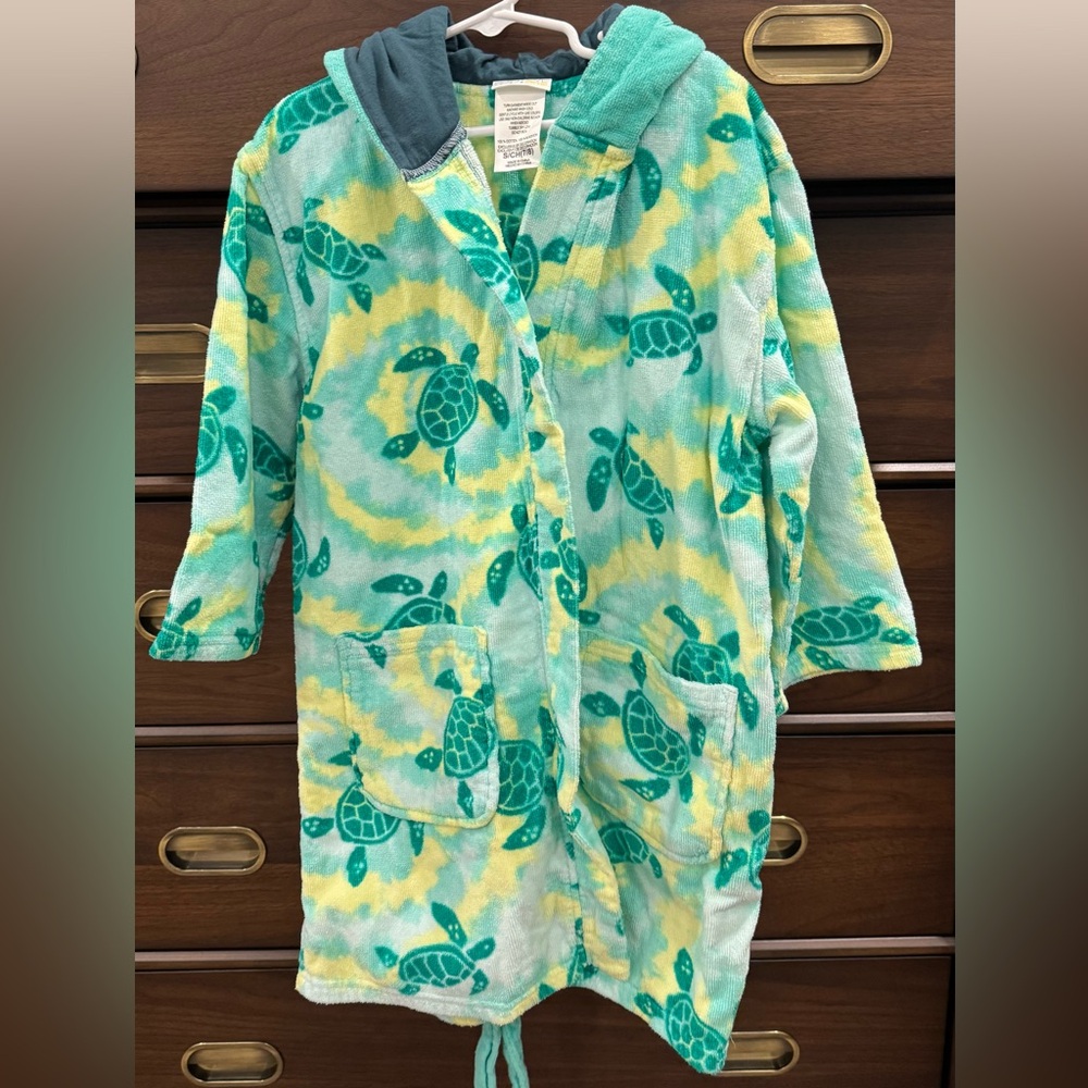 Turtle Print Hooded Bathrobe